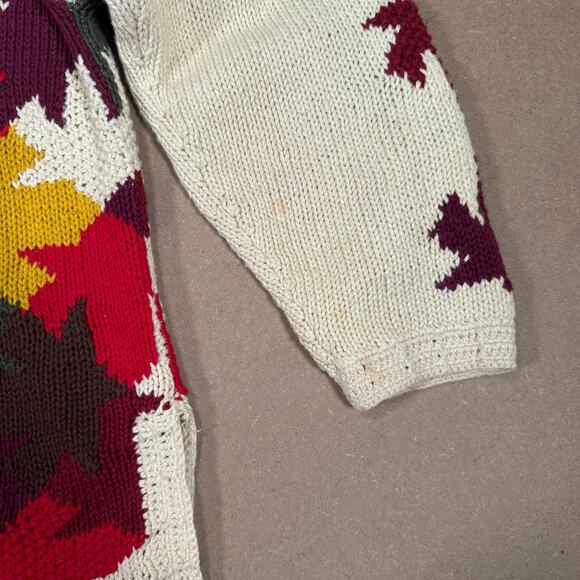 Vintage Fall Leaf Sweater Autumn Maple 80s 90s Ramie Knit BEST American L - Picture 6 of 9